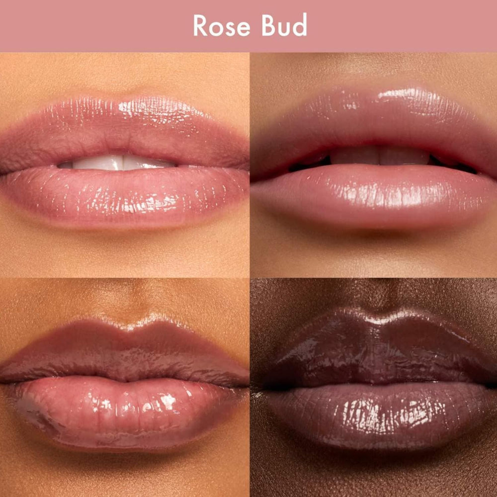 Summer Fridays Dream Lip Oil Rose Bud tube view emphasizes portable, quick hydration on the go.