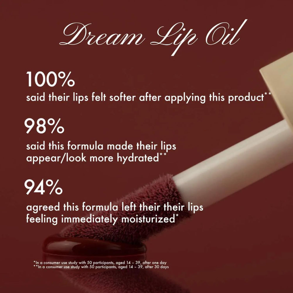 Summer Fridays Dream Lip Oil warm beige shade in 0-15oz tube.