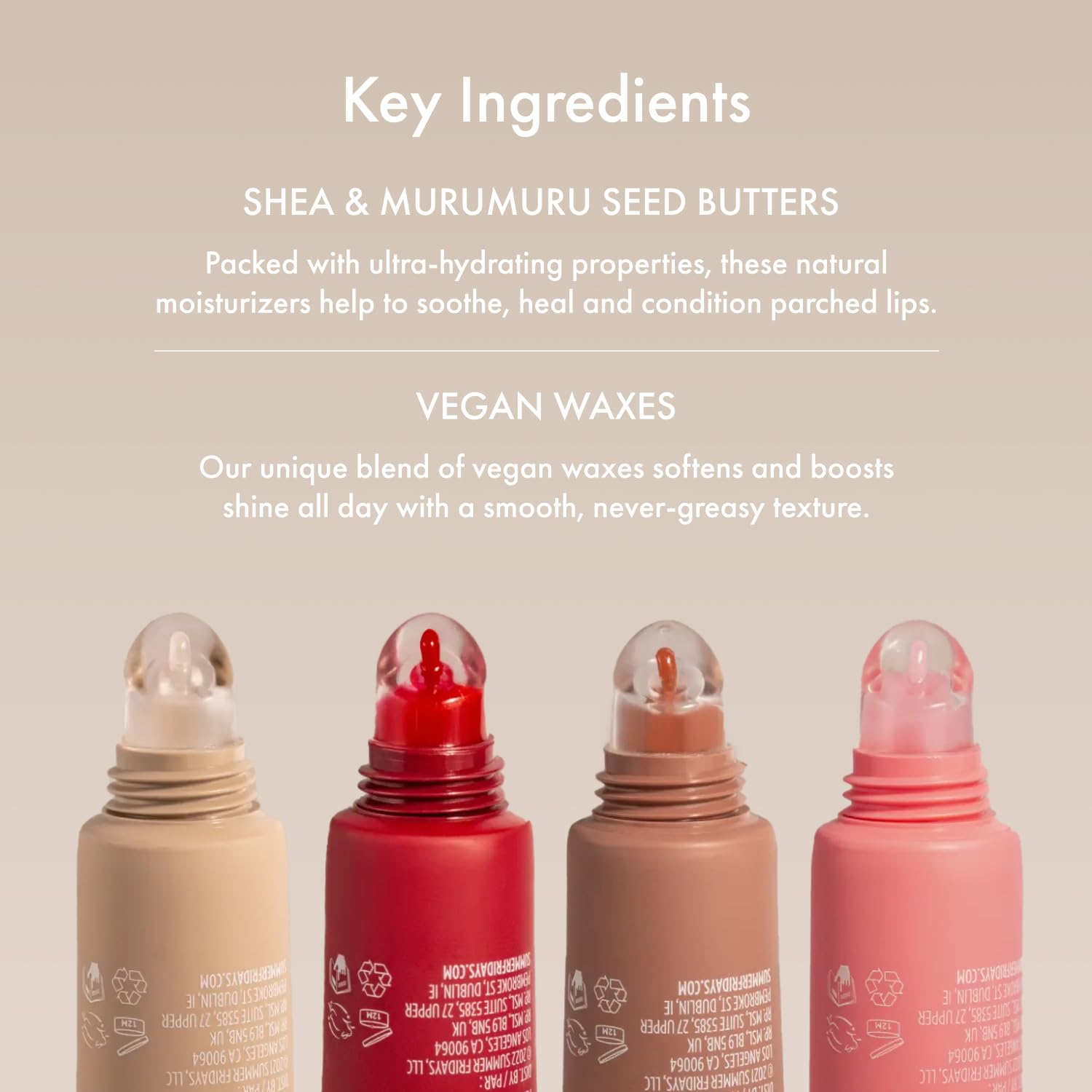 Summer Fridays Iced Coffee tinted balm on lips shows sheer color.