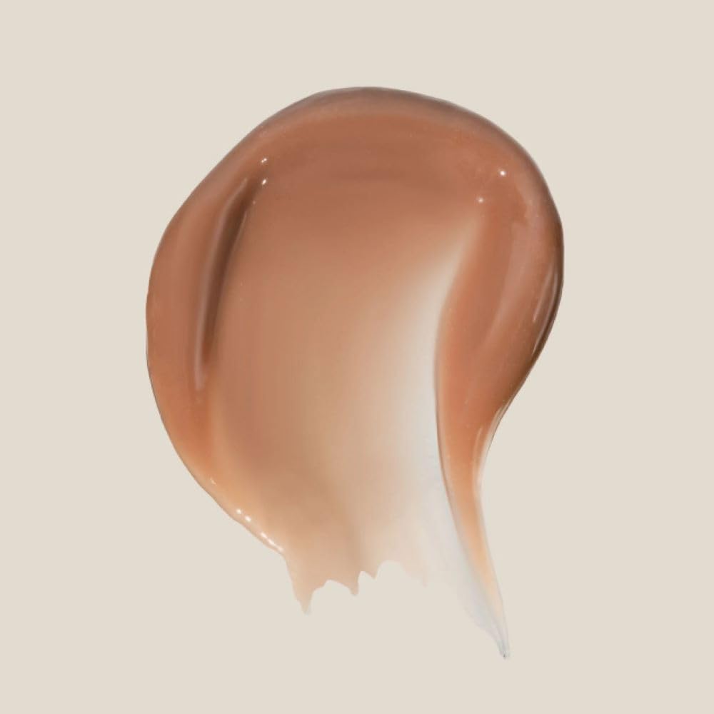 Summer Fridays Iced Coffee tinted balm swatch showing sheer color and shine.