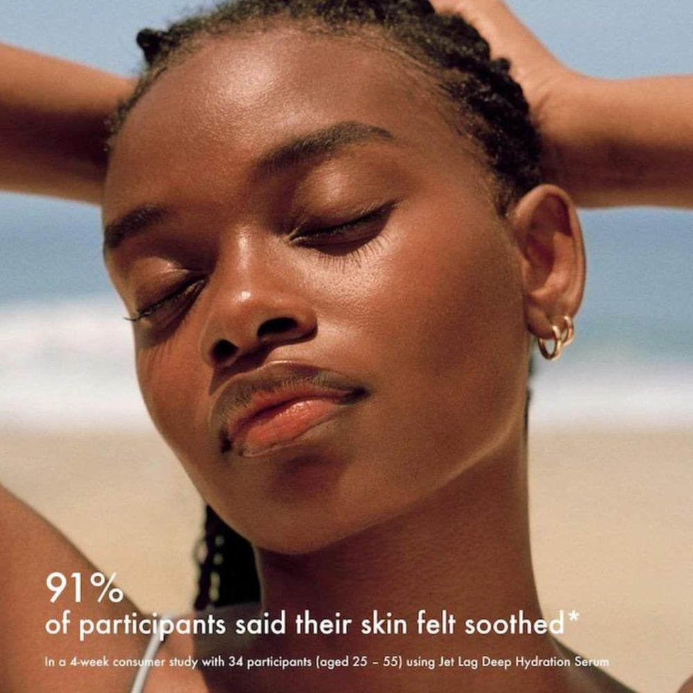 Summer Fridays Jet Lag serum on skin reveals soft, hydrated finish