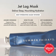 Summer Fridays Jet Lag Mask with hyaluronic acid emphasizes intense moisture for plump skin