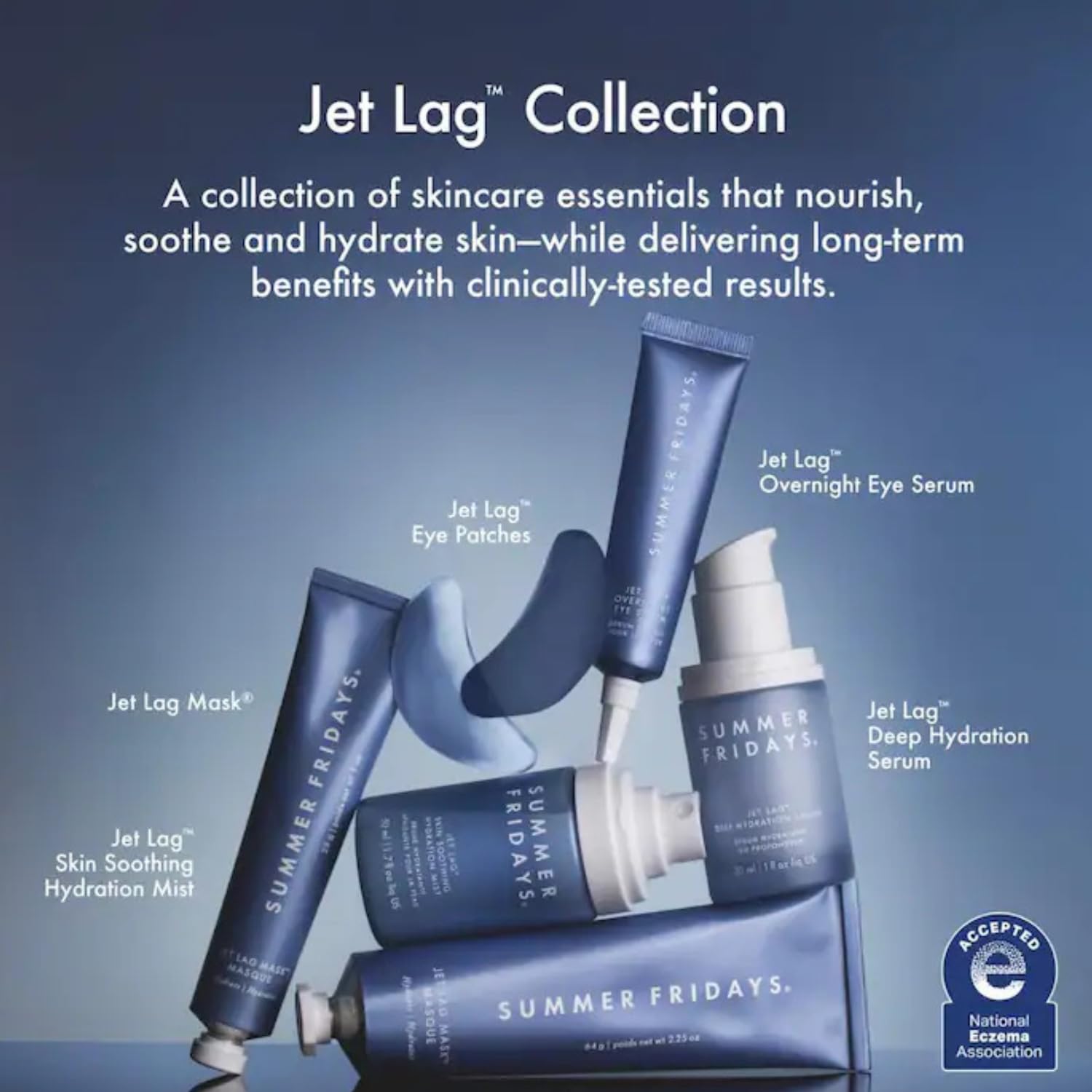 Summer Fridays Jet Lag patches in-use after-flight snapshot highlights de-puff moment.