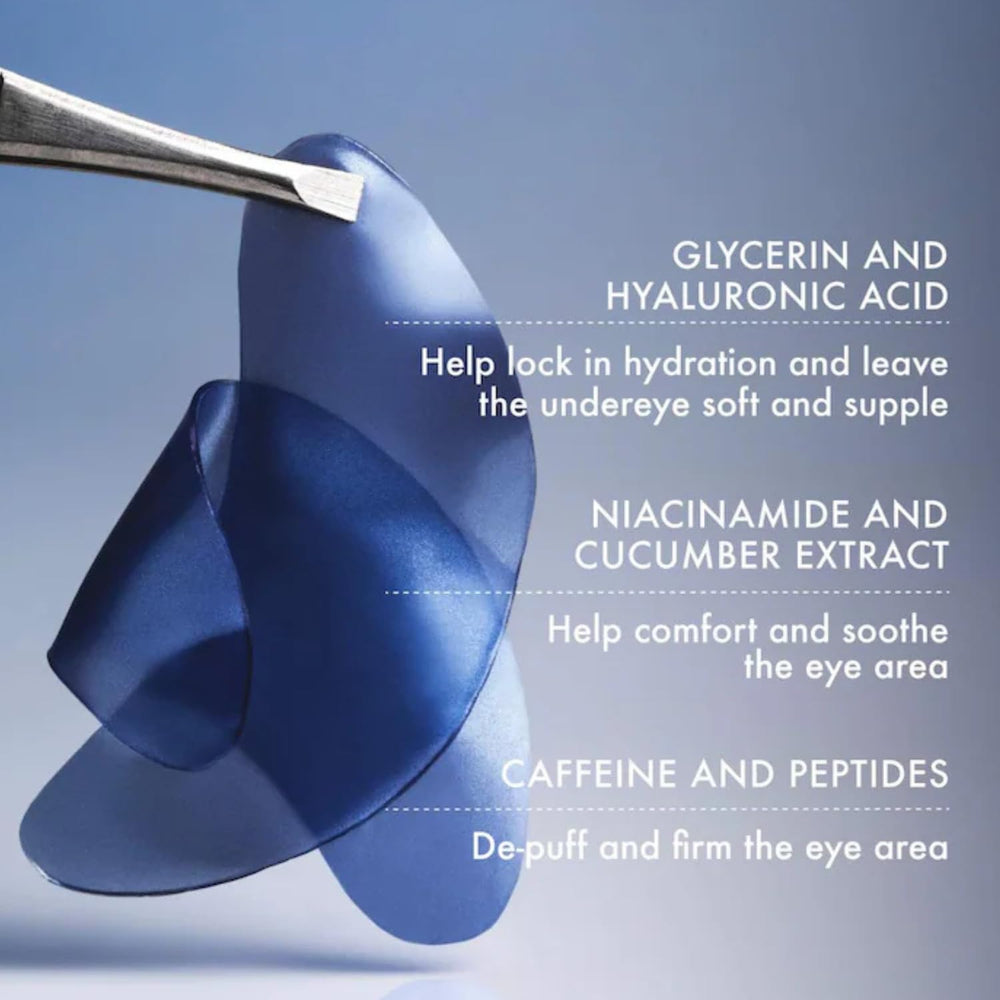 Patch applied to the undereye area for de-puffing and hydration with Summer Fridays Jet Lag.