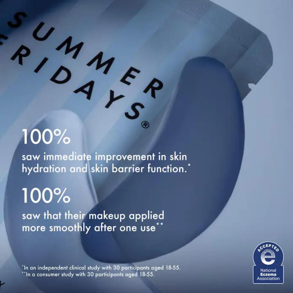 Summer Fridays Jet Lag patches in routine shot show skincare prep for makeup.