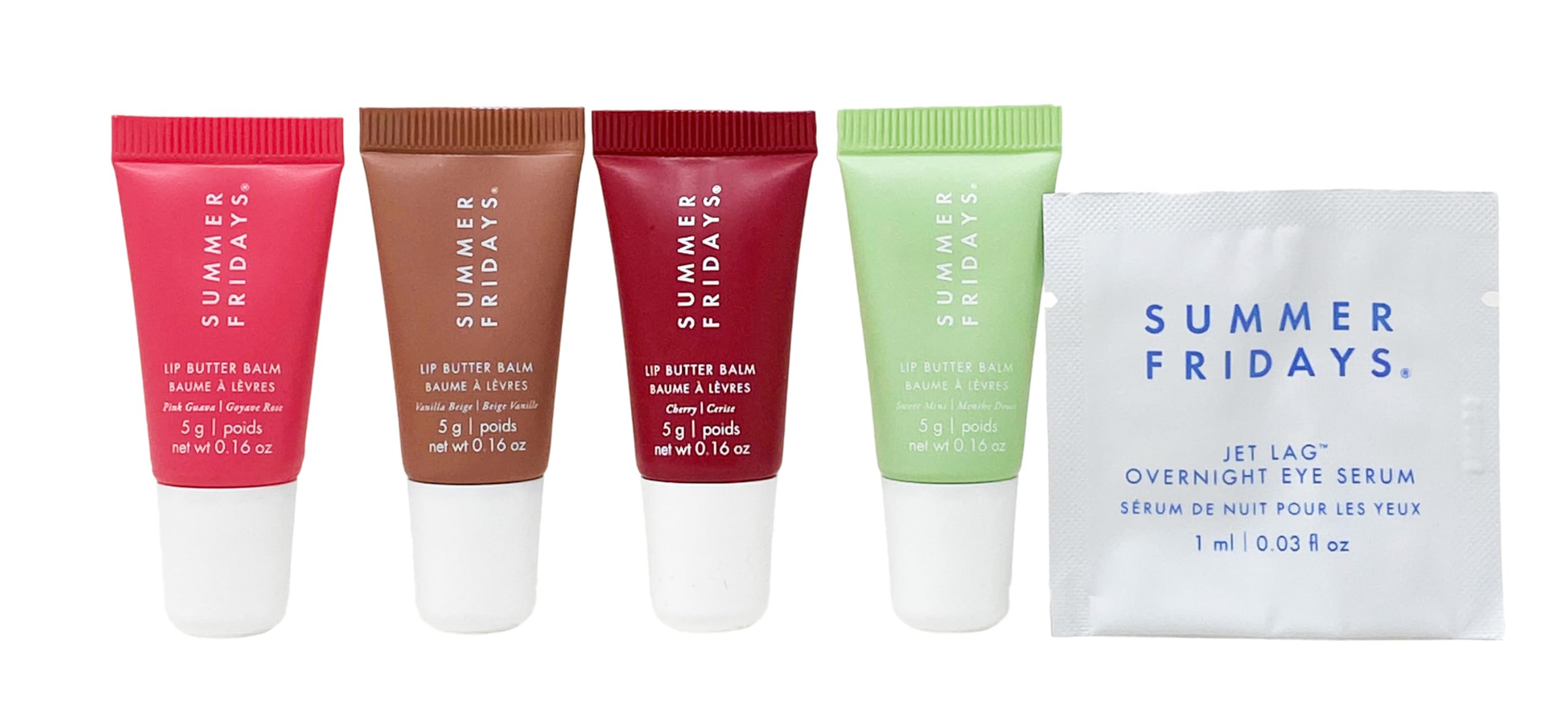 Summer Fridays Lip Butter Minis in Pink Guava deliver bright tint with gentle hydration for on-the-go.