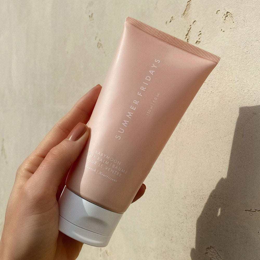 Summer Fridays Vanilla Lip Butter swatch highlights soft, shiny lips.