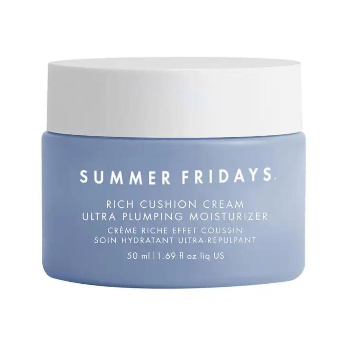 Summer Fridays Rich Cushion Face Cream jar close-up showing rich hydration