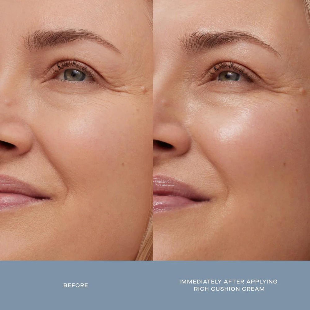 Summer Fridays Rich Cushion Face Cream texture close-up emphasizing ultra-rich cream