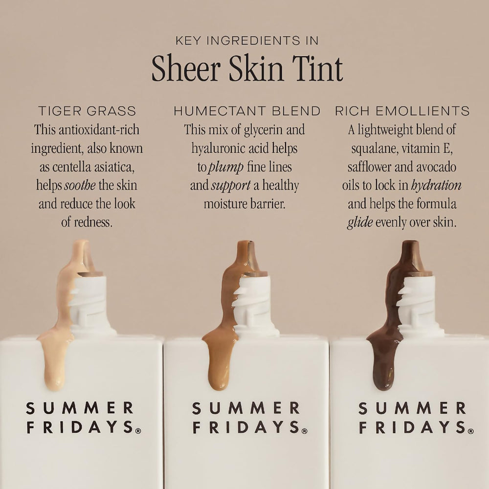 Summer Fridays Sheer Skin Tint in daylight reveals dewy finish and even tone.