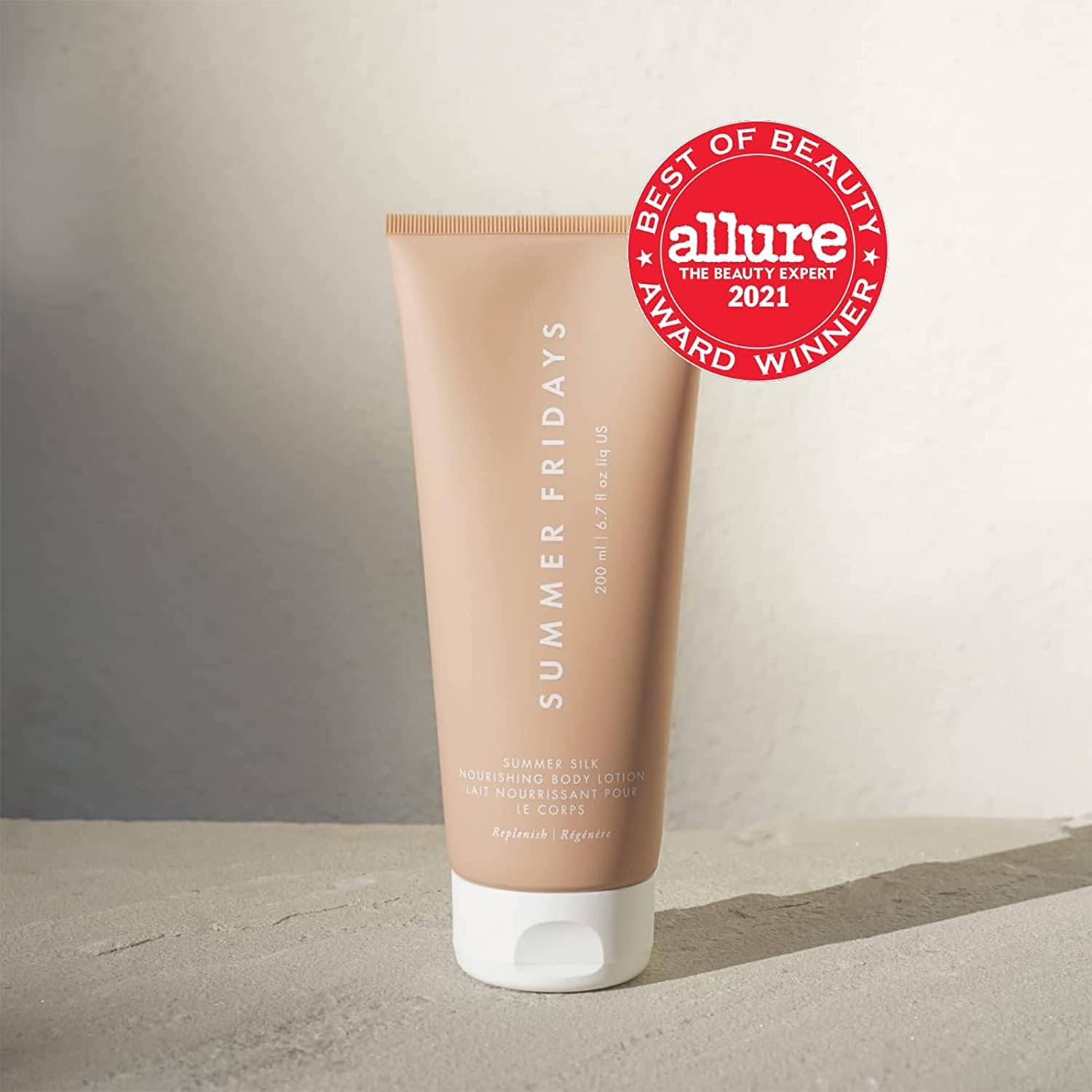 Summer Fridays Summer Silk Nourishing Body Lotion texture swatch shows non greasy hydration