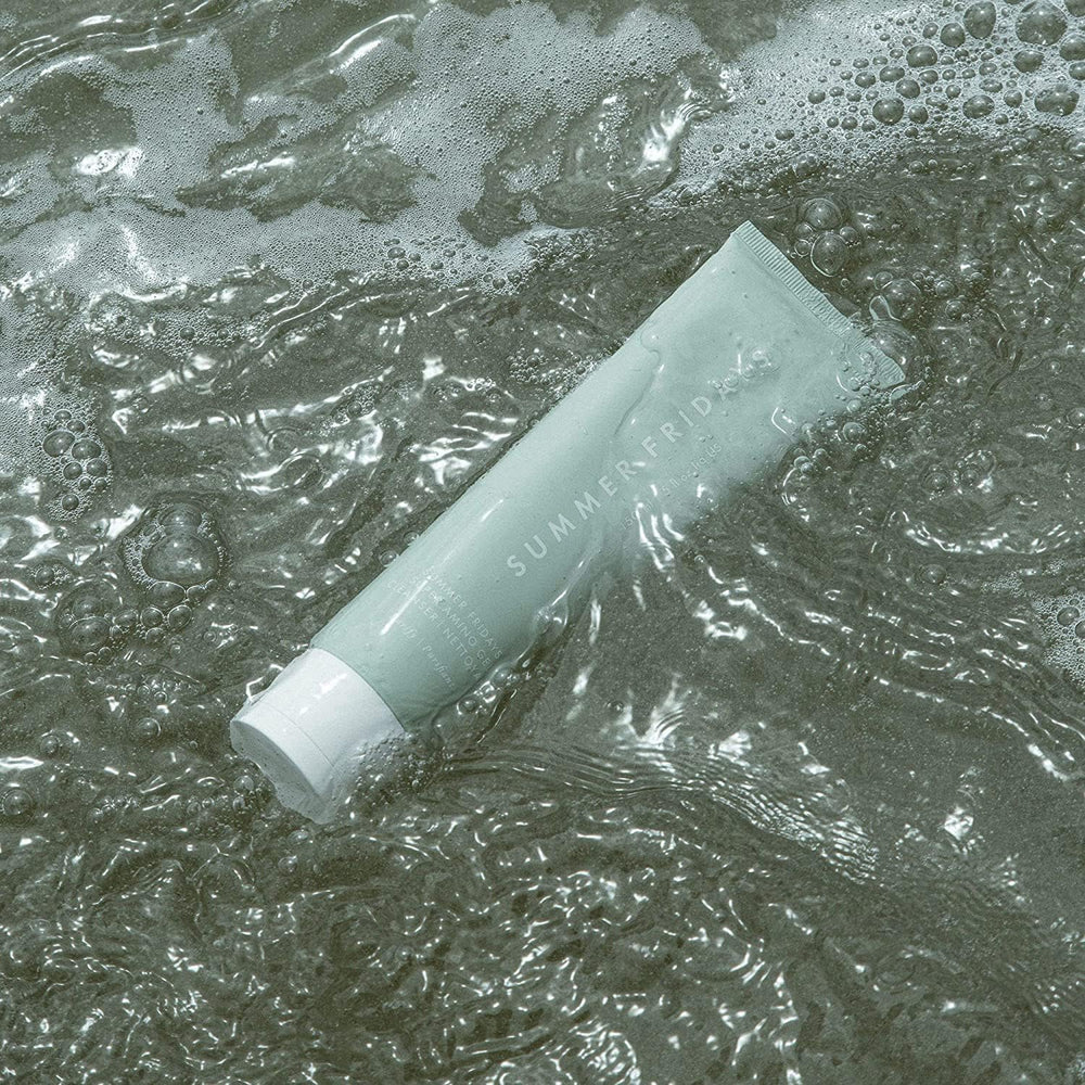 Summer Fridays cleanser pump dispenser enables easy daily makeup removal.