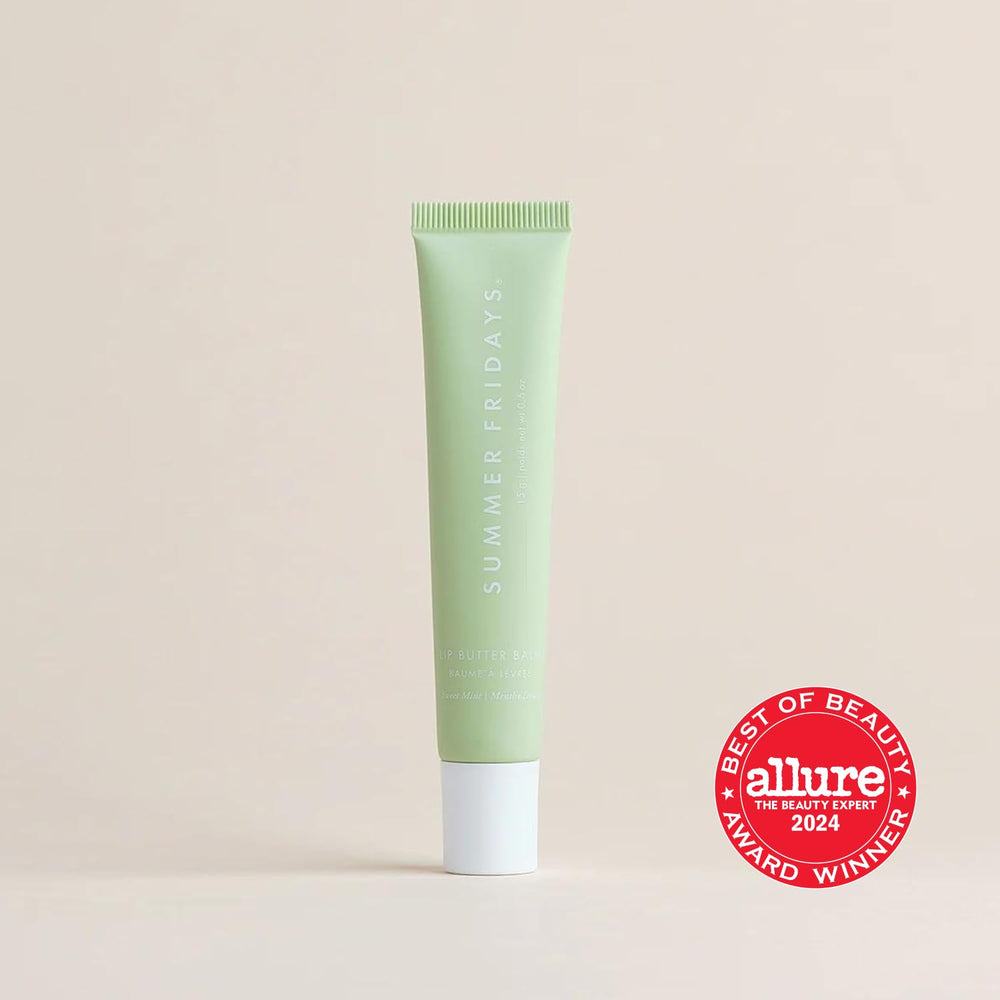 Close-up of Summer Fridays Sweet Mint balm texture for a smooth finish.