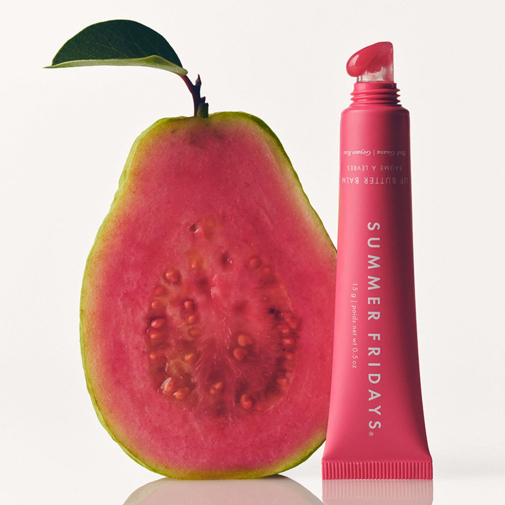 Summer Fridays Pink Guava application on lips demonstrates instant moisture