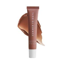 Summer Fridays tinted lip butter balm vanilla beige tube showing conditioning formula for instant moisture