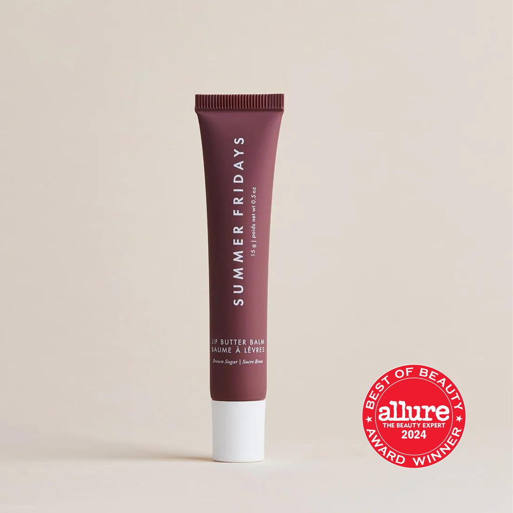 Summer Fridays tinted lip butter brown sugar swirl highlights rosy brown shine for daily wear.