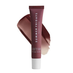 Summer Fridays tinted lip butter brown sugar tube shows sheer color and instant moisture.