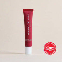 Summer Fridays Cherry Lip Butter swatch demonstrating instant hydration.