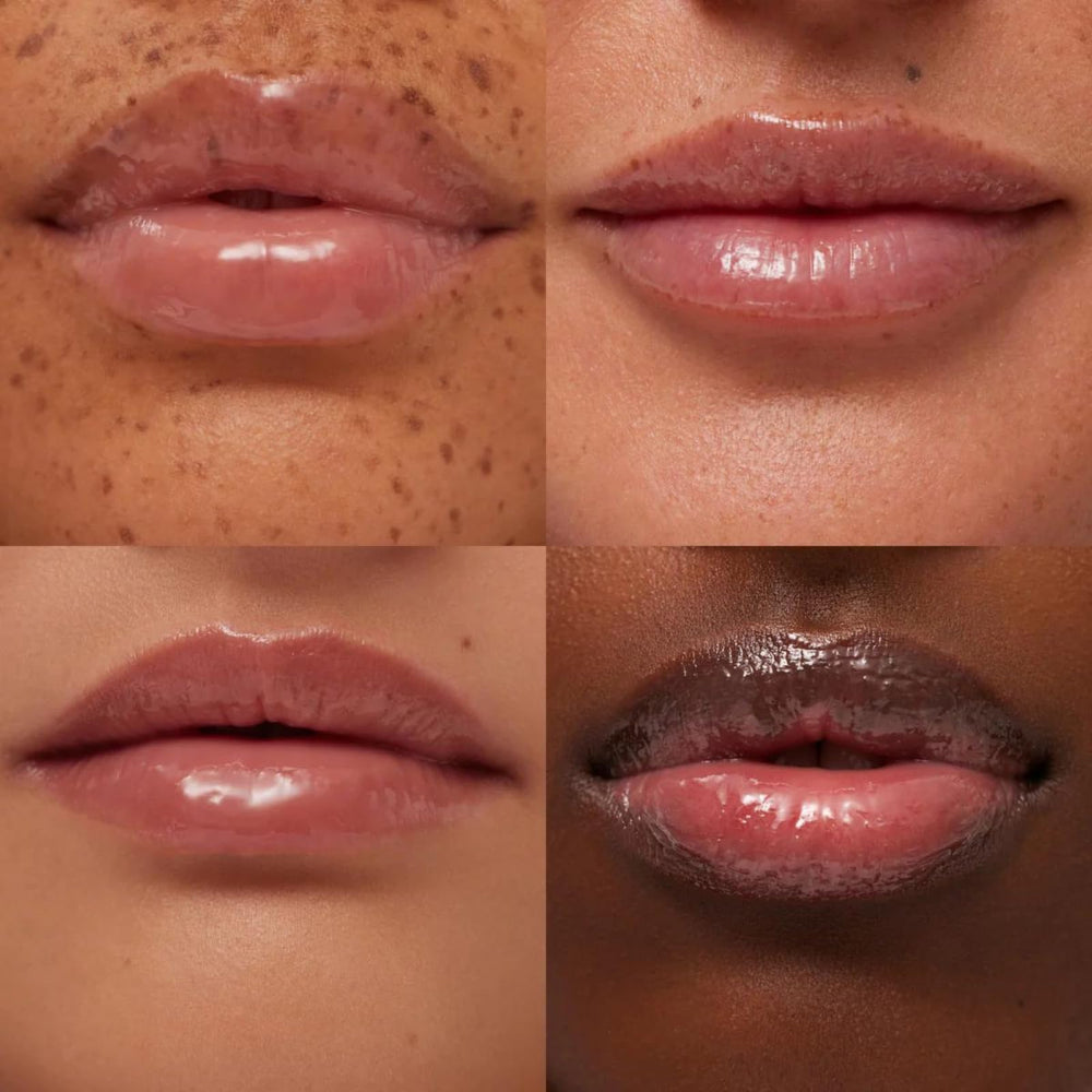 Summer Fridays vanilla beige balm close-up with creamy texture on lips