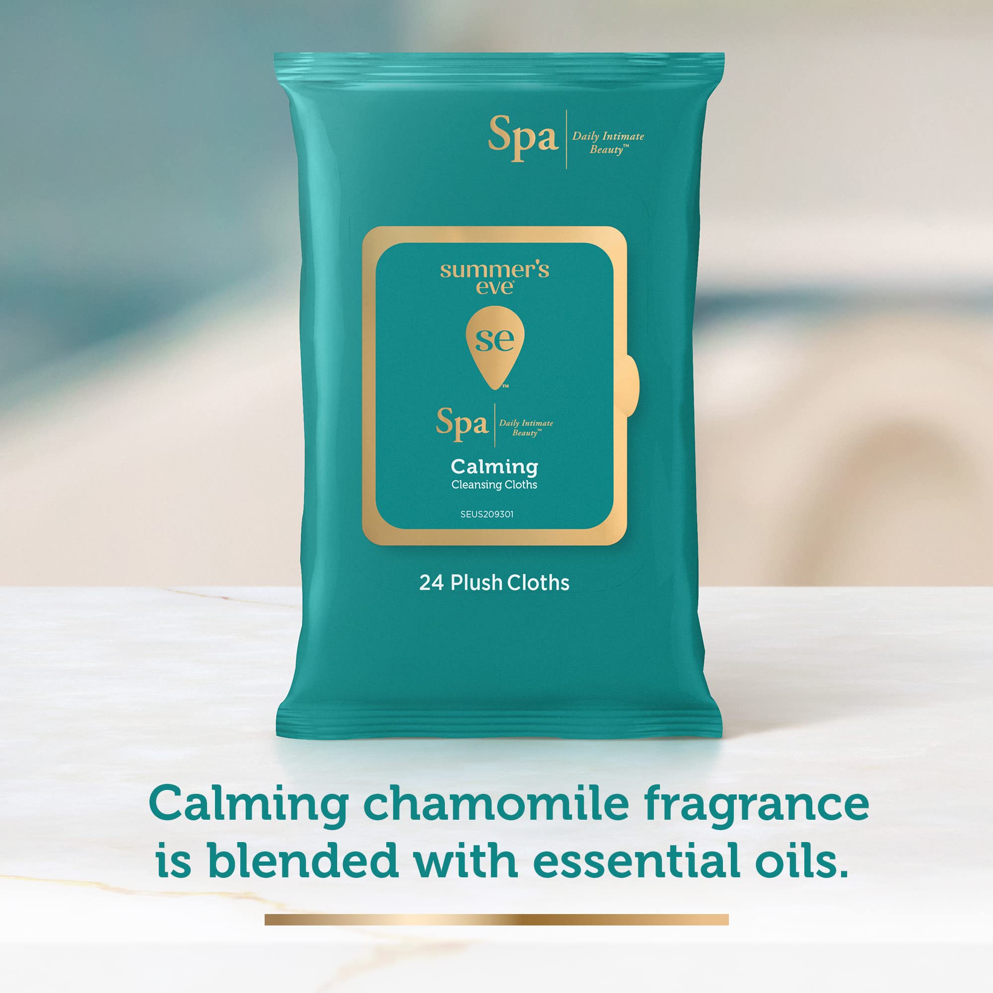 Summer's Eve Spa Calming Chamomile wipes stay pH-balanced with gentle skin-loving formula.