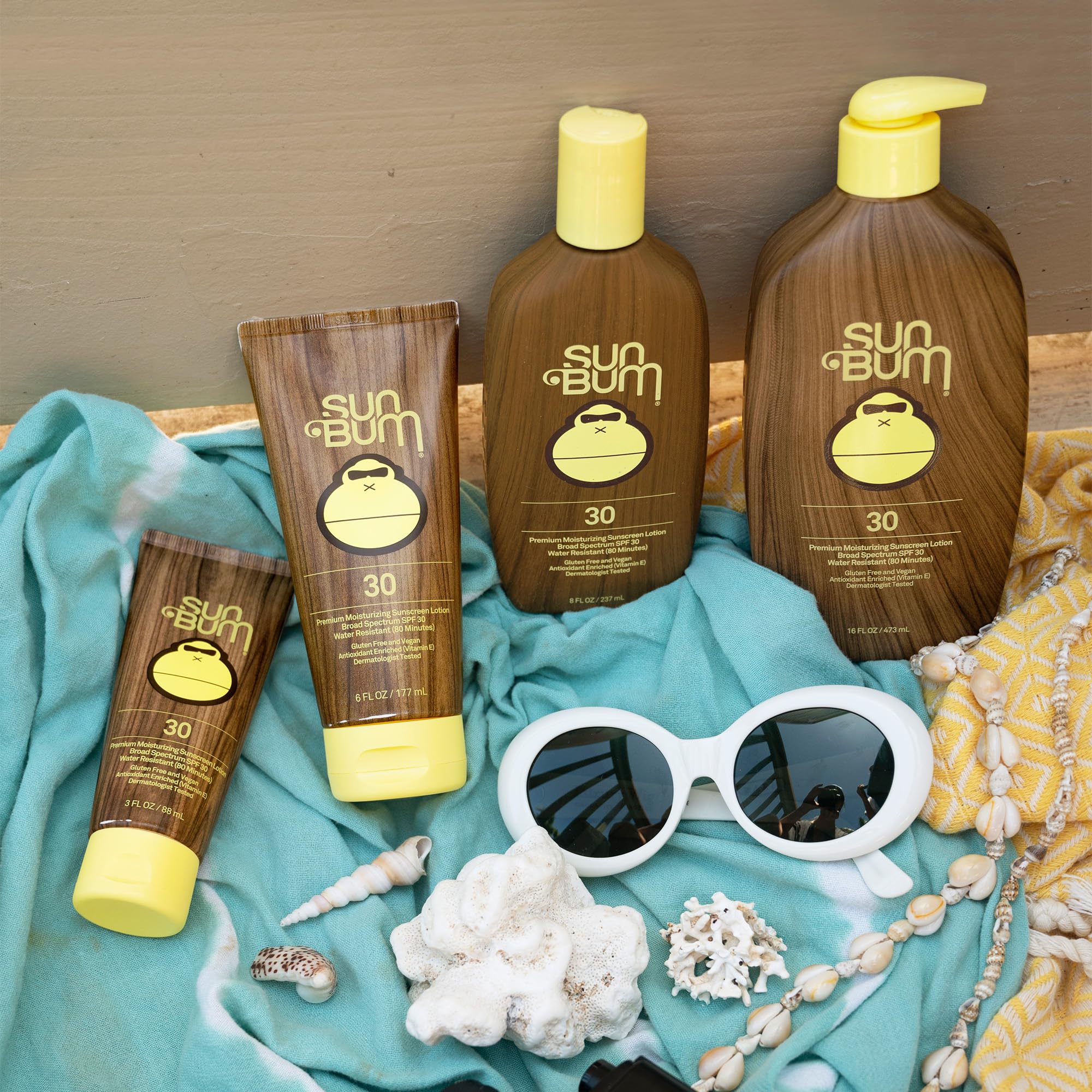 Sun Bum Original SPF 30 lotion water-resistant-label shows lasting protection during activity.