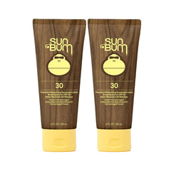 Sun Bum Original SPF 30 sunscreen lotion bottle front view showing protection and summer vibe.