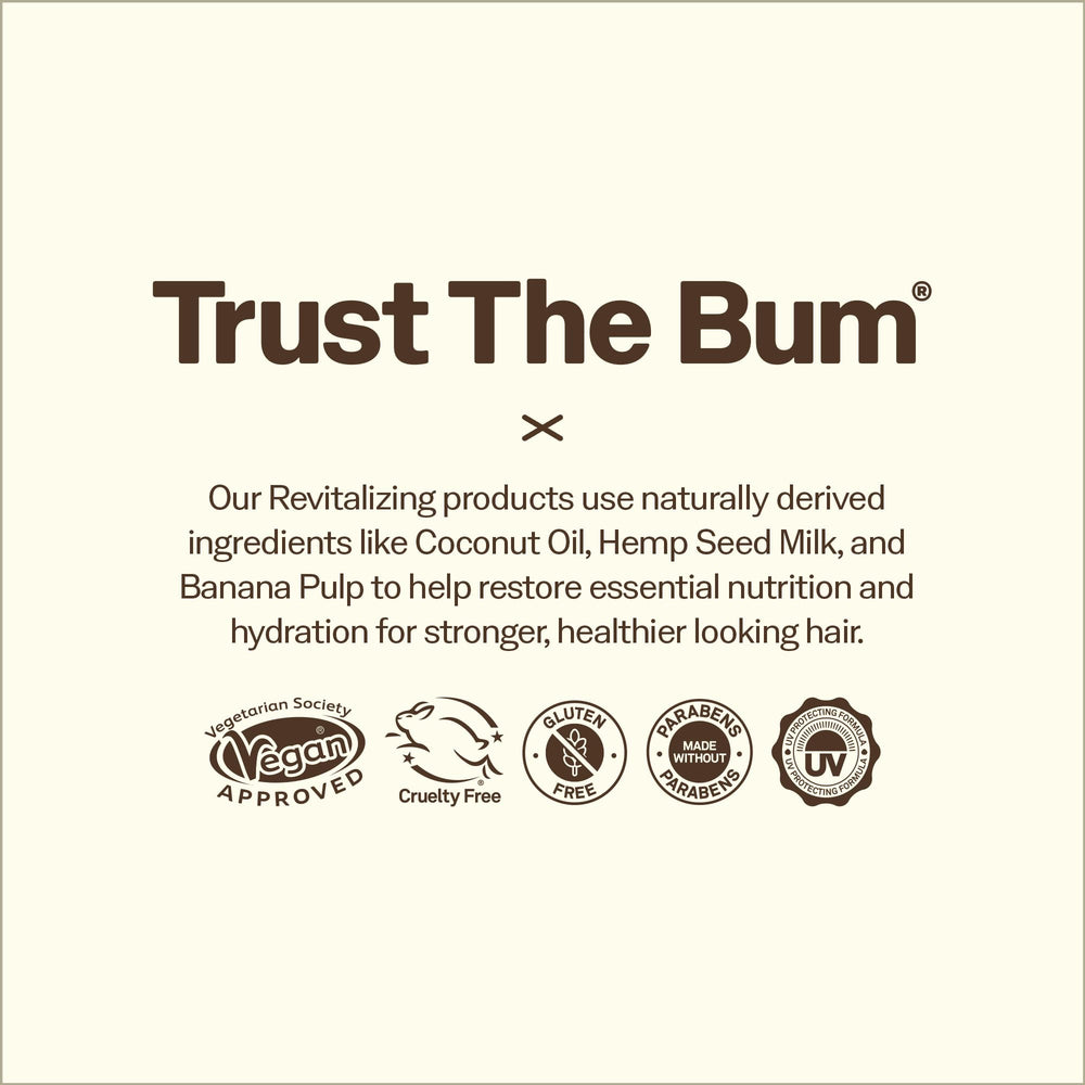 Sun Bum Revitalizing Deep Conditioning Hair Mask ingredients coconut oil illustrated for nourishing care.