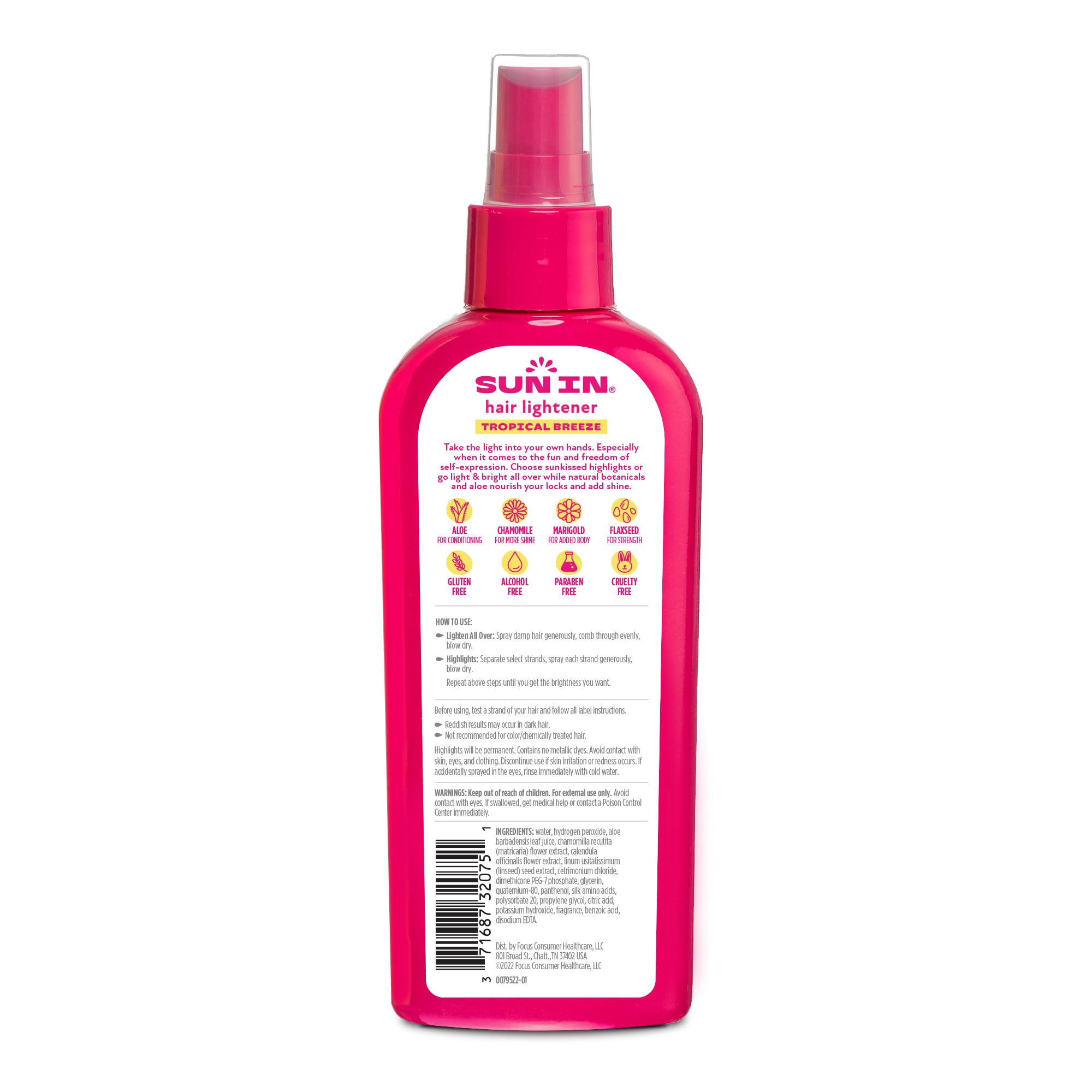 Sun-In conditioning formula with botanical extracts adds shine while lightening.