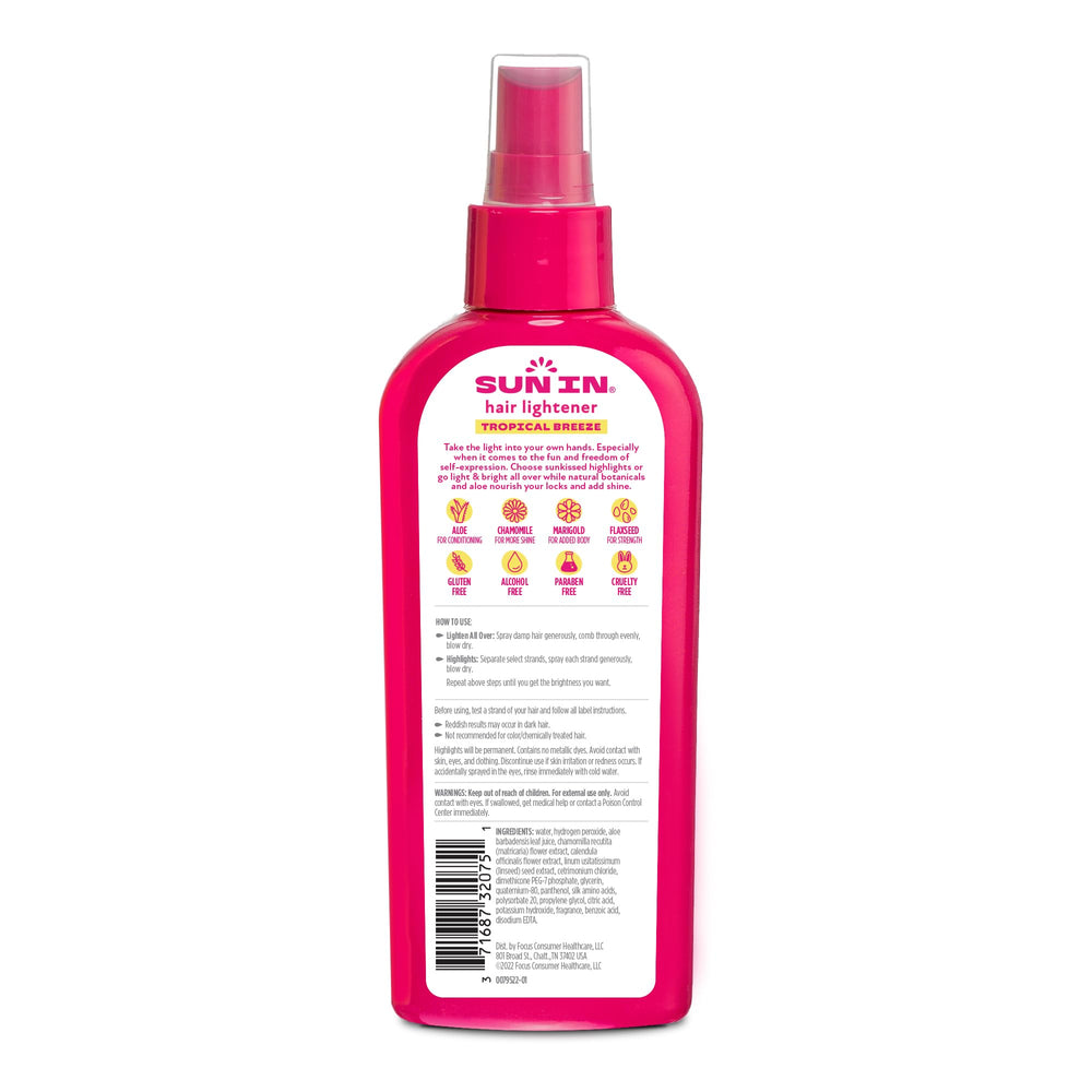 Sun-In conditioning formula with botanical extracts adds shine while lightening.