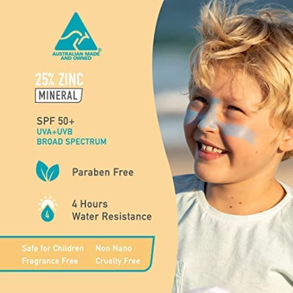 Sun Zapper blue zinc sunscreen stick for quick reapplication during activities.