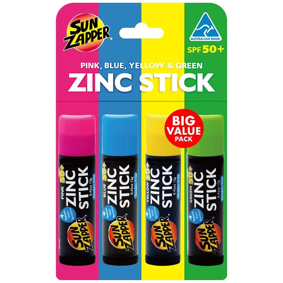 Sun Zapper pink zinc sunscreen stick provides convenient SPF protection on the go.