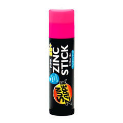 Sun Zapper pink zinc-stick packaging showcases portable sun protection for families.