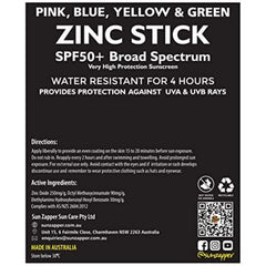 Sun Zapper yellow zinc sunscreen stick ideal for family outdoor sunlight protection.