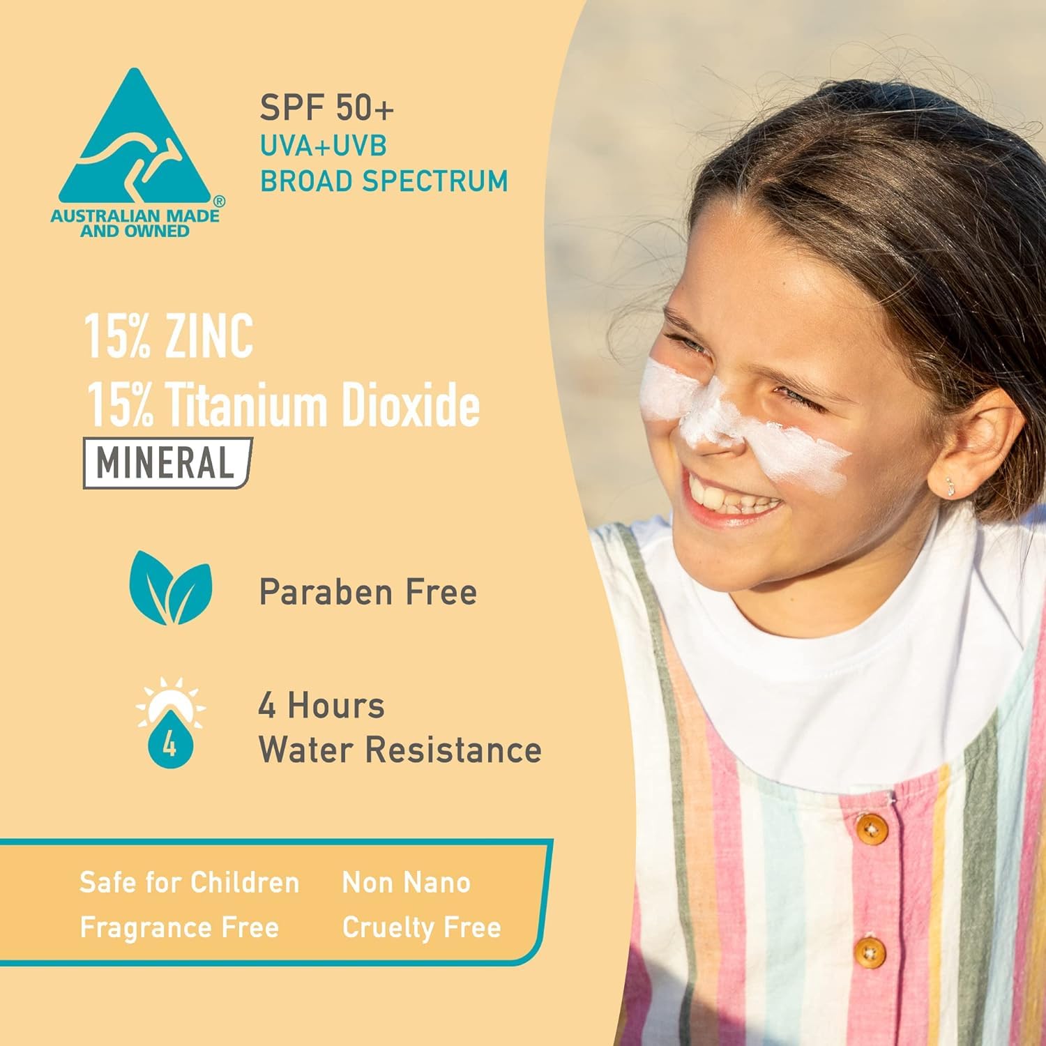 Sun Zapper sunscreen stick applied to the face for quick, invisible coverage.