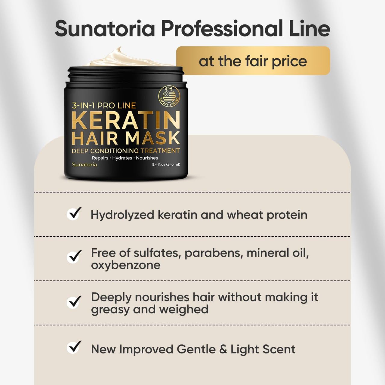 SUNATORIA color-treated hair mask demonstrates color-safe conditioning