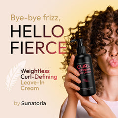 SUNATORIA Curl Cream application in hands shows easy, non-greasy hydration.