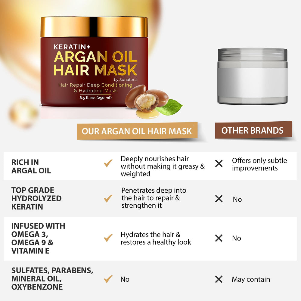 SUNATORIA mask applied during rinse demonstrates hydrating action on long hair.