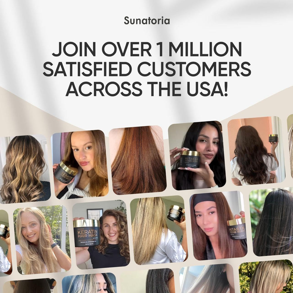 SUNATORIA keratin hair mask vitamin E bottle highlights nourishing moisture
