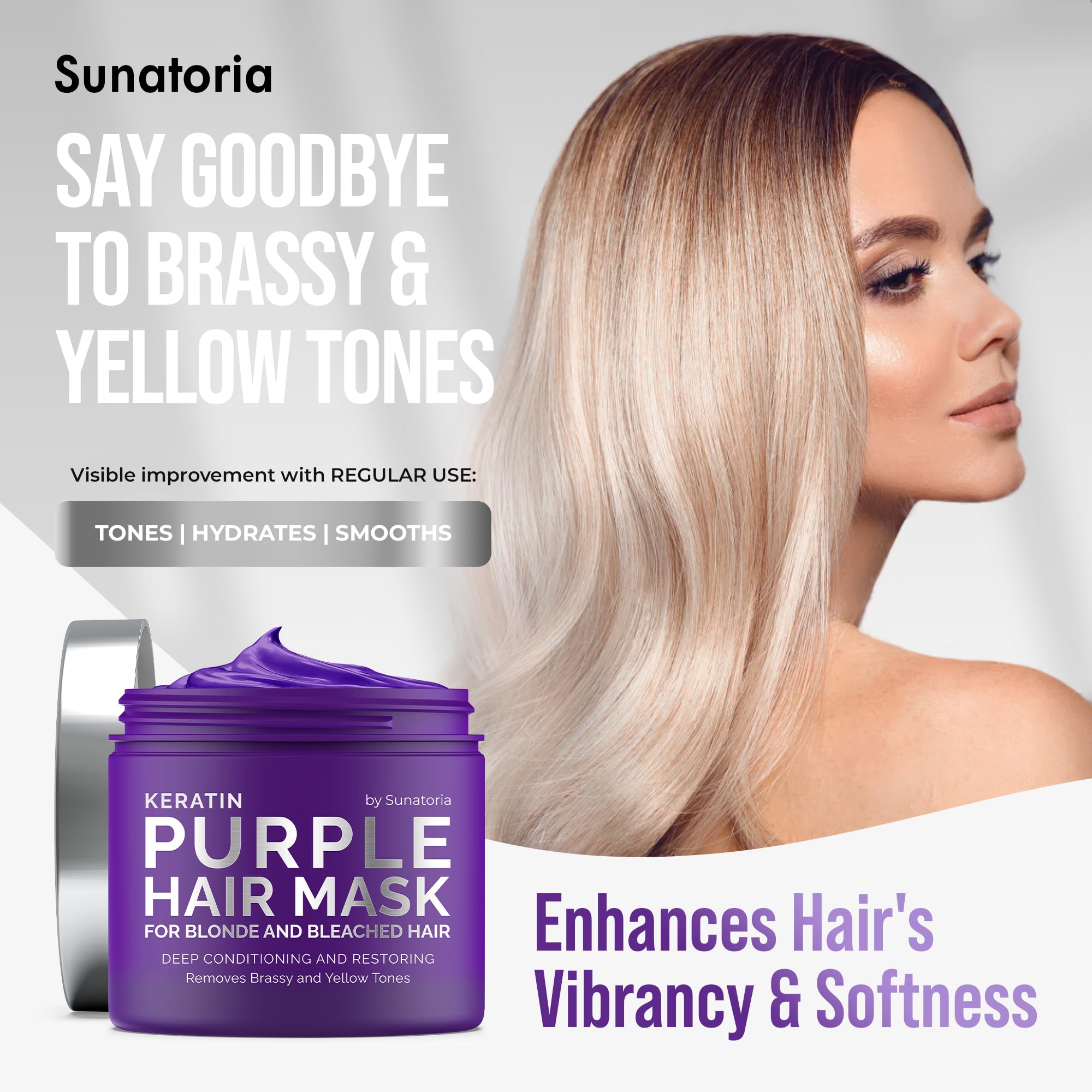 Sunatoria Keratin Purple Hair Mask jar close-up showing rich formula