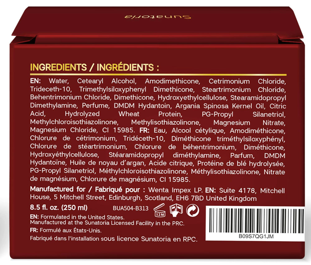 SUNATORIA vegan formula label indicates cruelty-free, plant-based hair care.