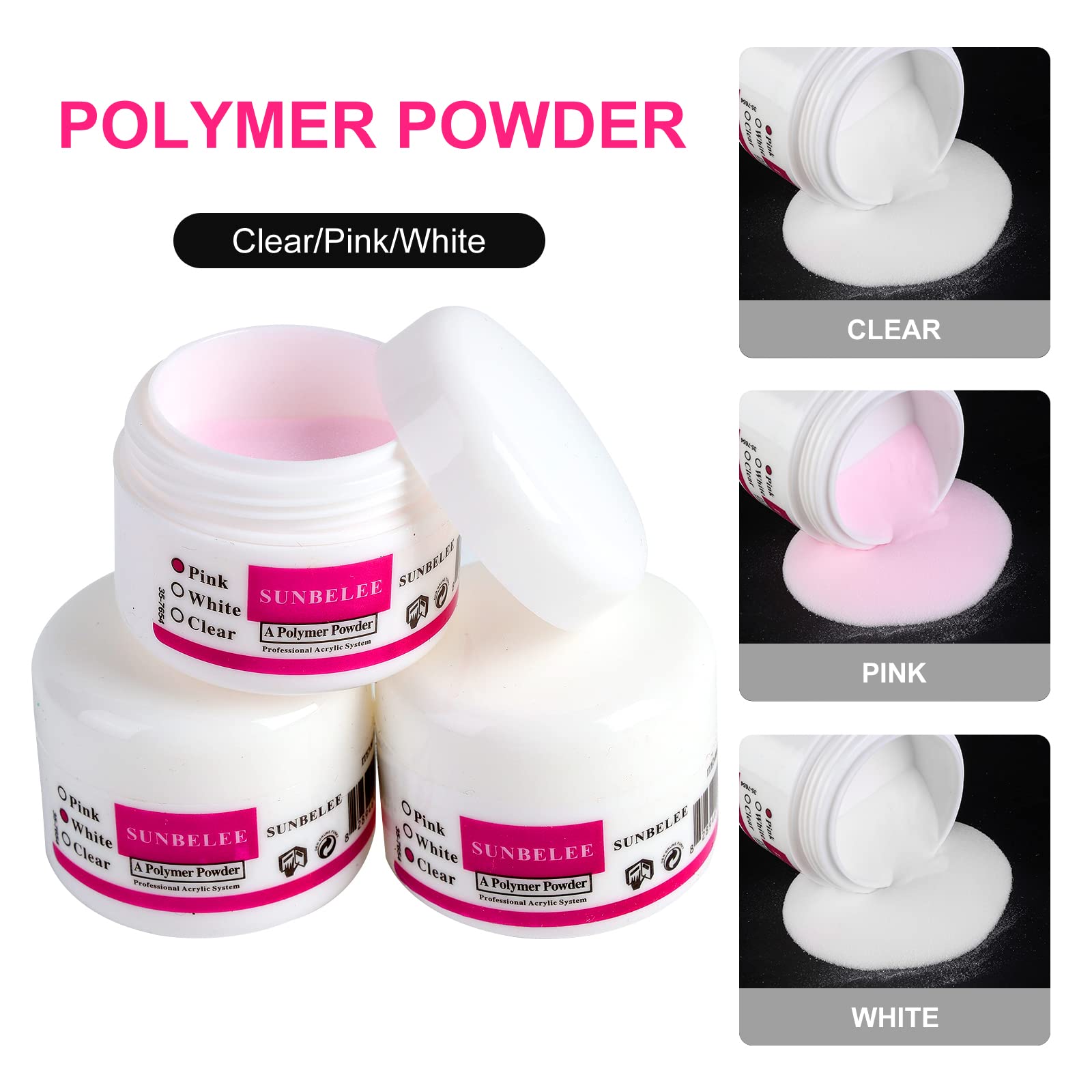 Sunbelee crystal-powder-trio for smooth, durable manicures