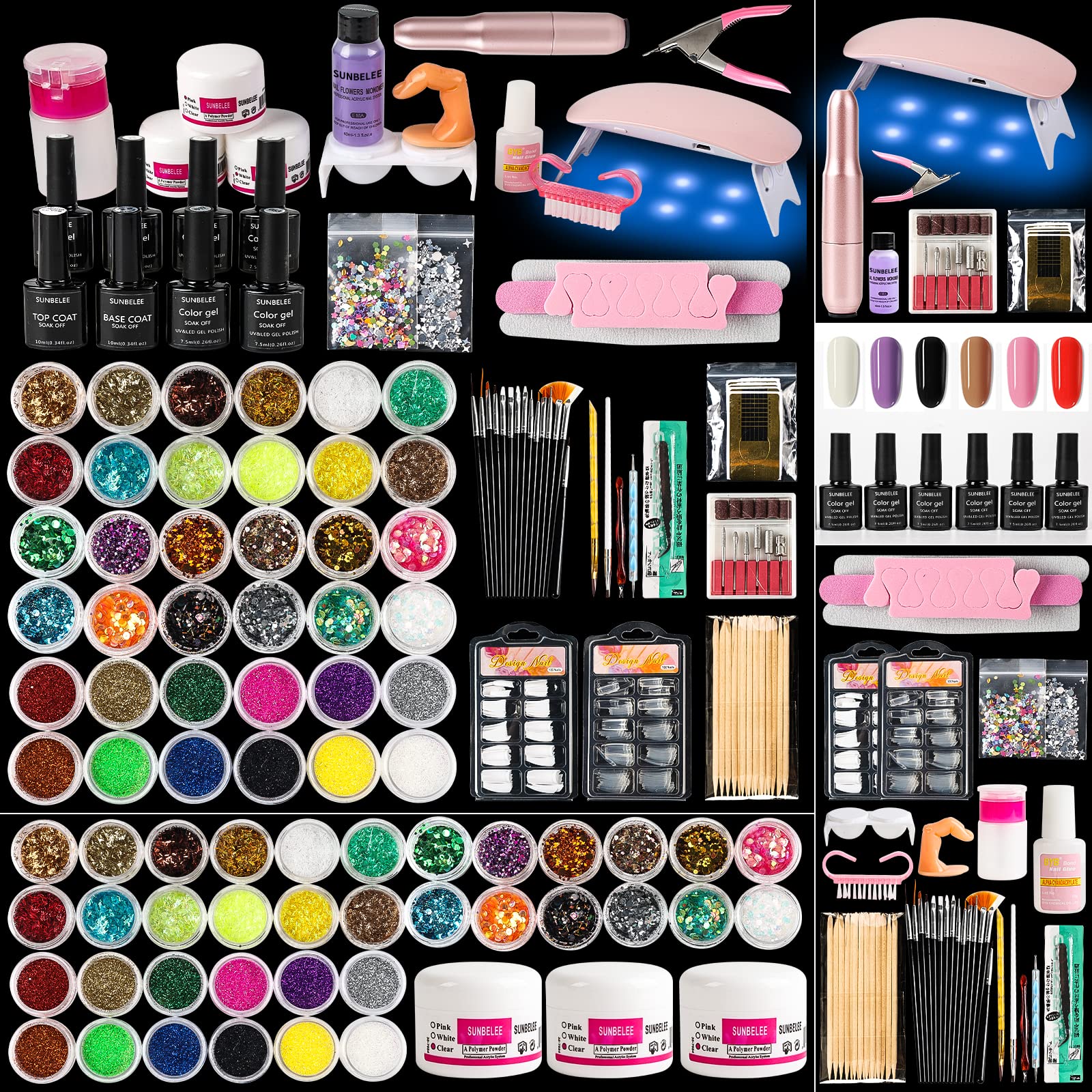 SUNBELEE nail kit full setup for at-home manicure practice and creativity.