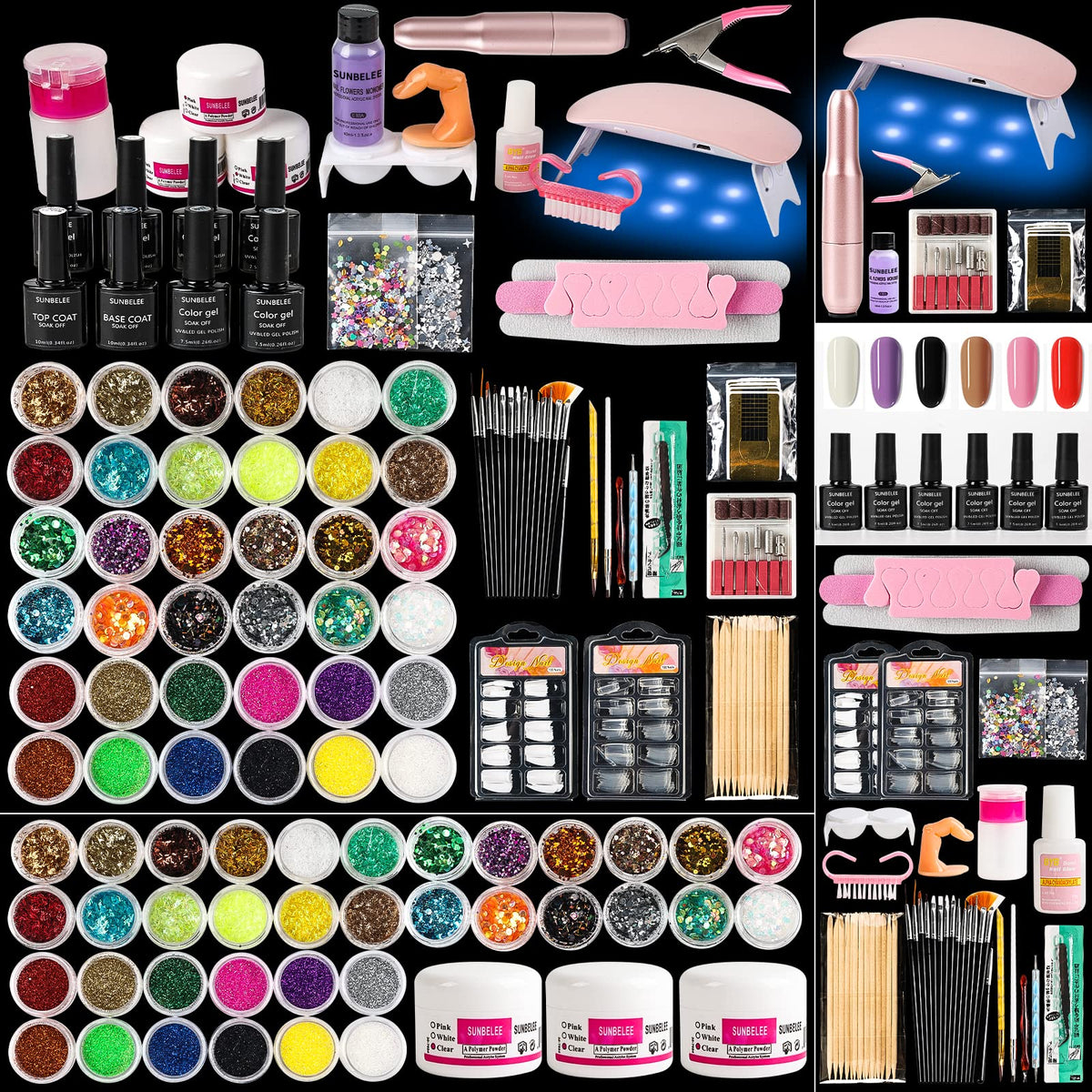 SUNBELEE nail kit full setup for at-home manicure practice and creativity.