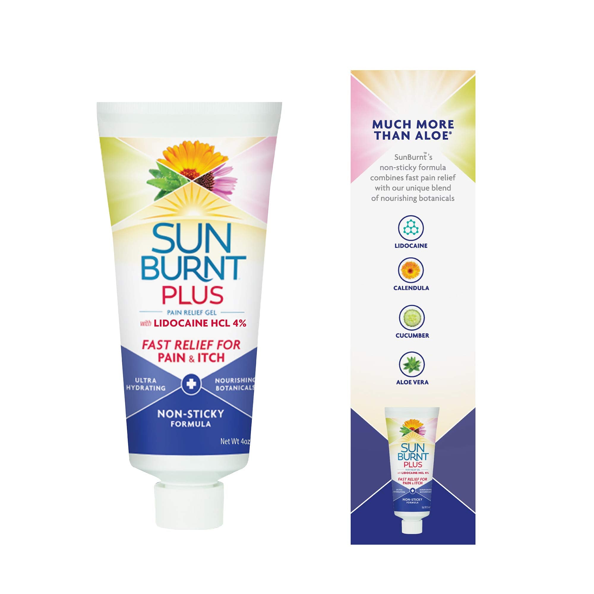 Sunburnt Plus dermatologist-tested label signals safety and skincare testing.