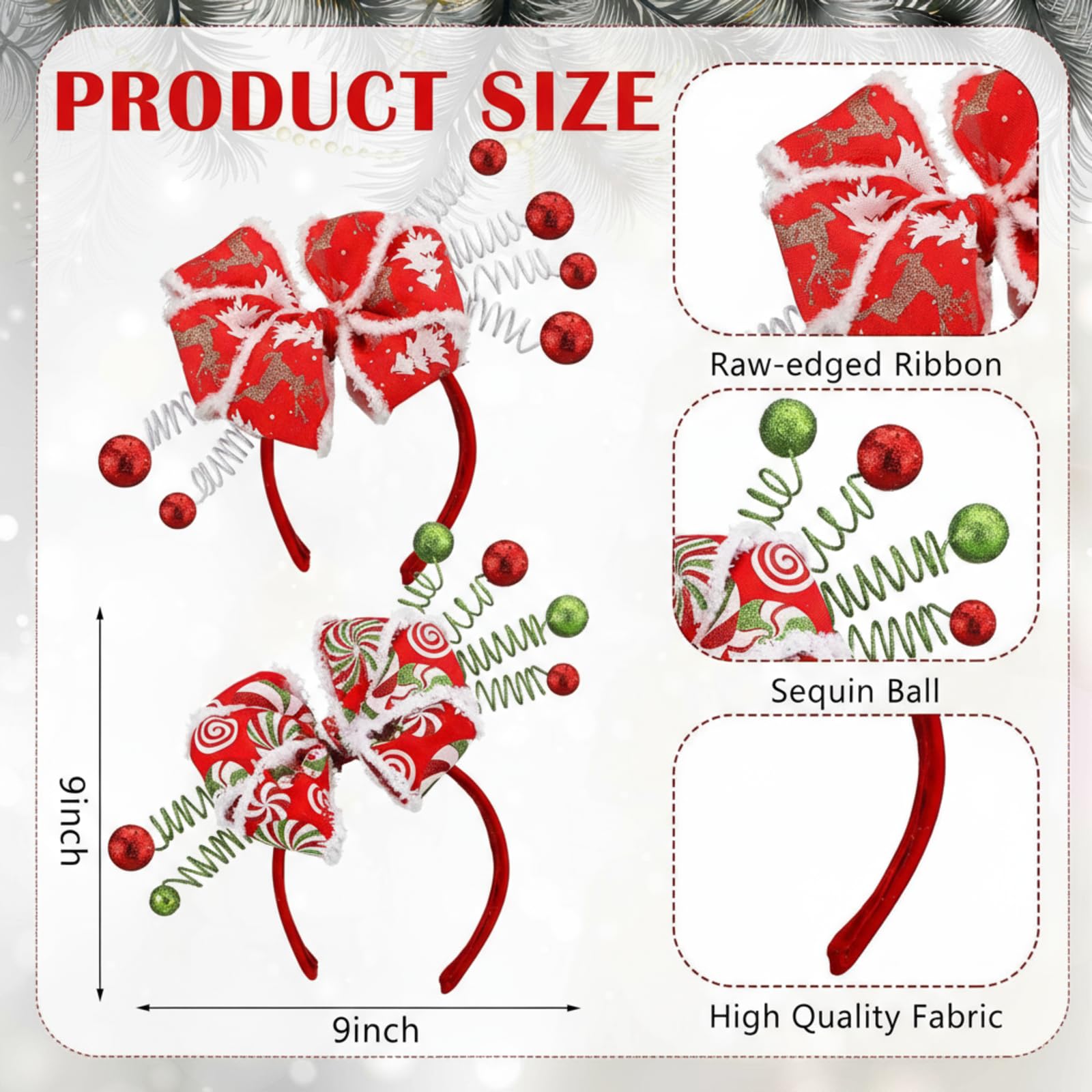 Suncalla Christmas headband sequin stems catch light for sparkling party wear.