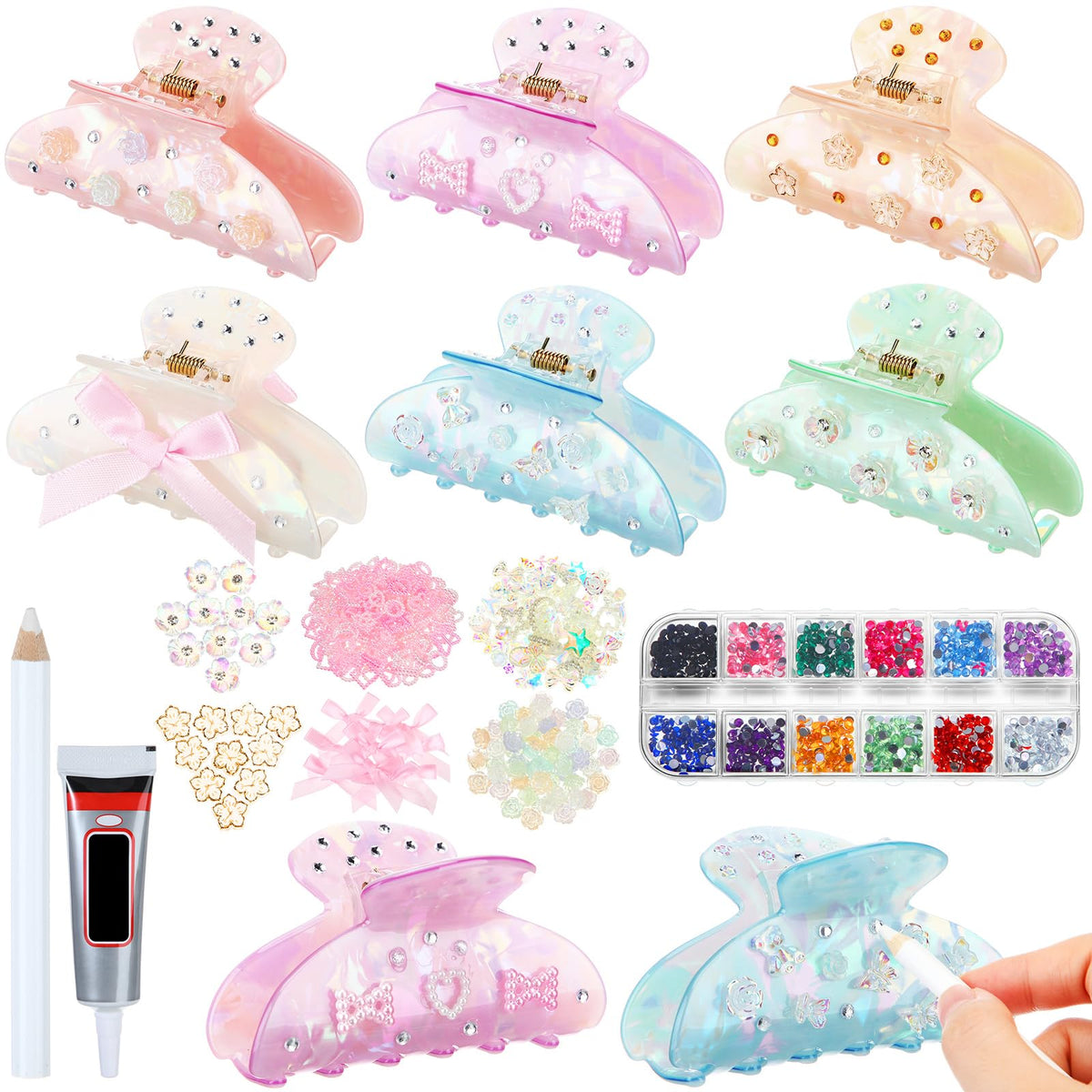 Suncalla DIY hair clips kit cover with multicolor acrylic pins for creative styling.