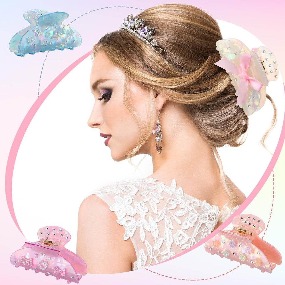Suncalla DIY hair clips kit decorations and bows arranged for personalized looks.