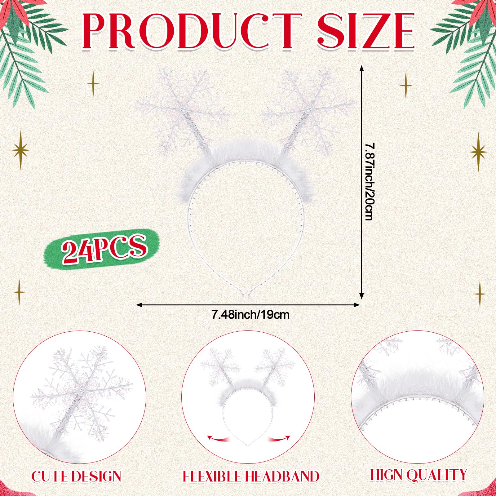Suncalla glitter snowflake headband enhances winter outfits with subtle shine.