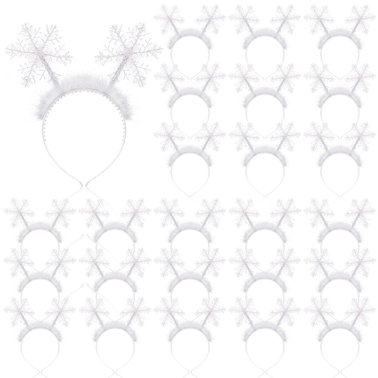 Suncalla snowflakes headband in silver glitter adds festive sparkle for holiday parties.