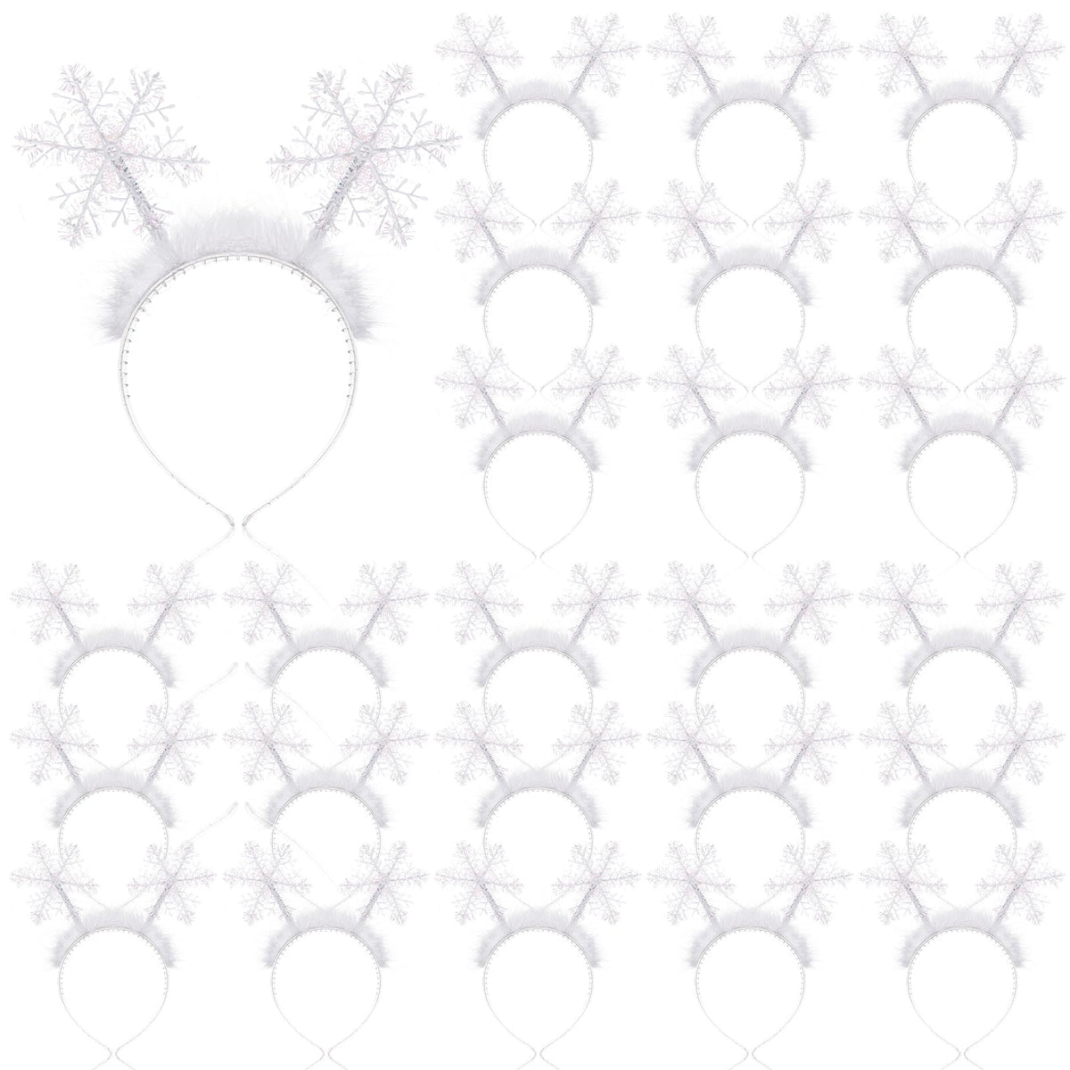 Suncalla snowflakes headband in silver glitter adds festive sparkle for holiday parties.